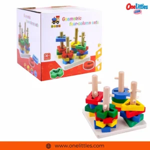 Geometric Four-Column Wooden Blocks Set